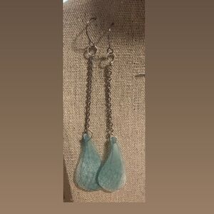 Elegant Silver and turquoise Dangle Earrings. Stainless Steel